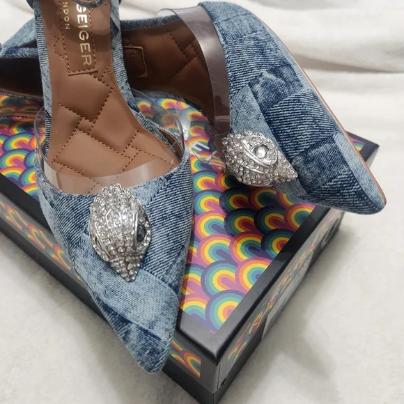 From Kurt Geiger London, the Belgravia Vinyl High - Denim Color - Picture 2 of 10